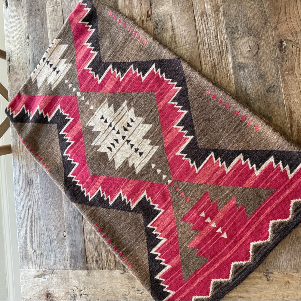 Geometric Pattern Midi Skirt - Pink and Brown